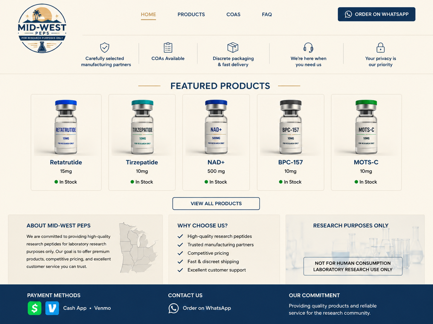 Mid-West Peps research catalog